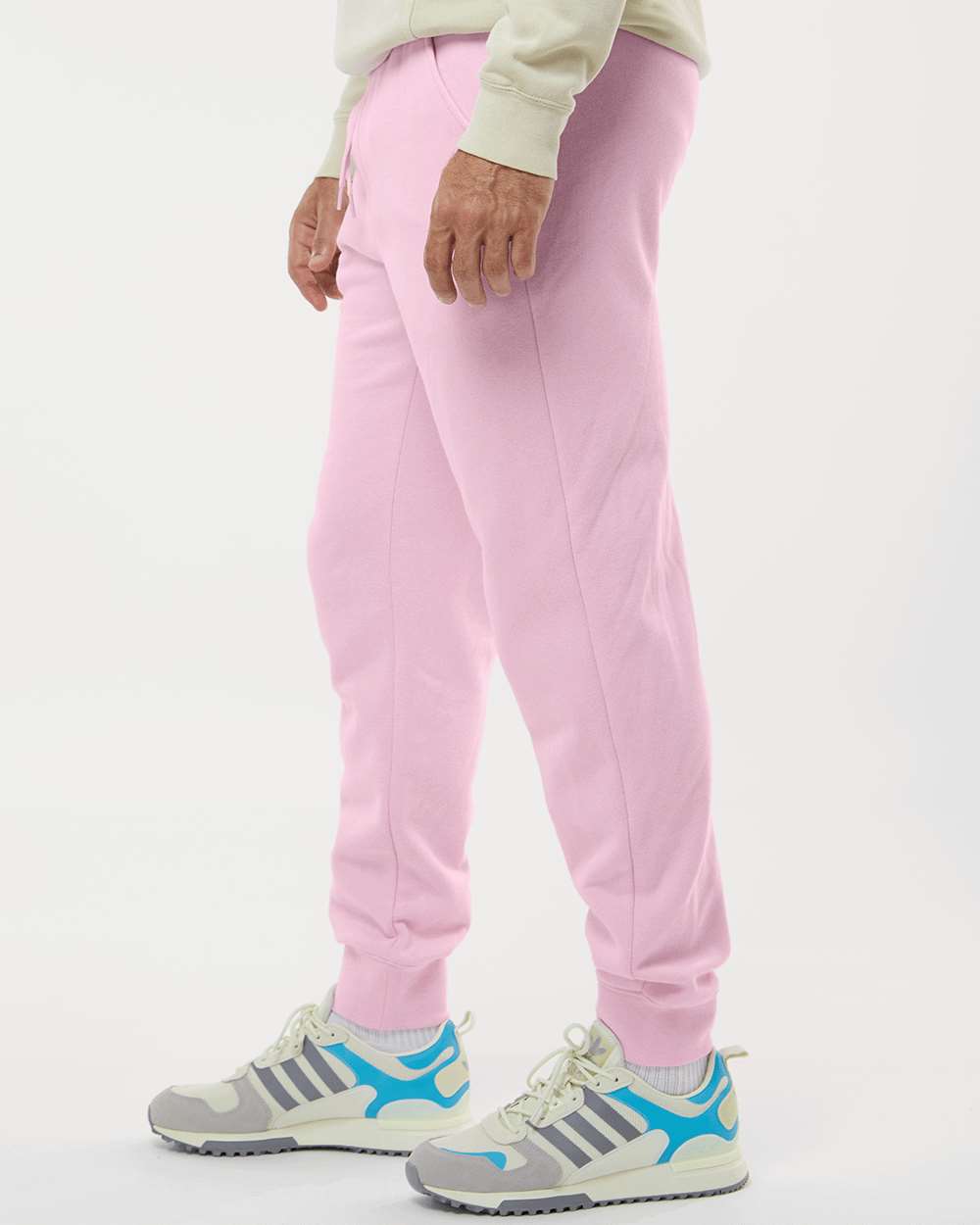 Men's Midweight Fleece Sweatpants - OnModelSide - B01776314 - Light Pink