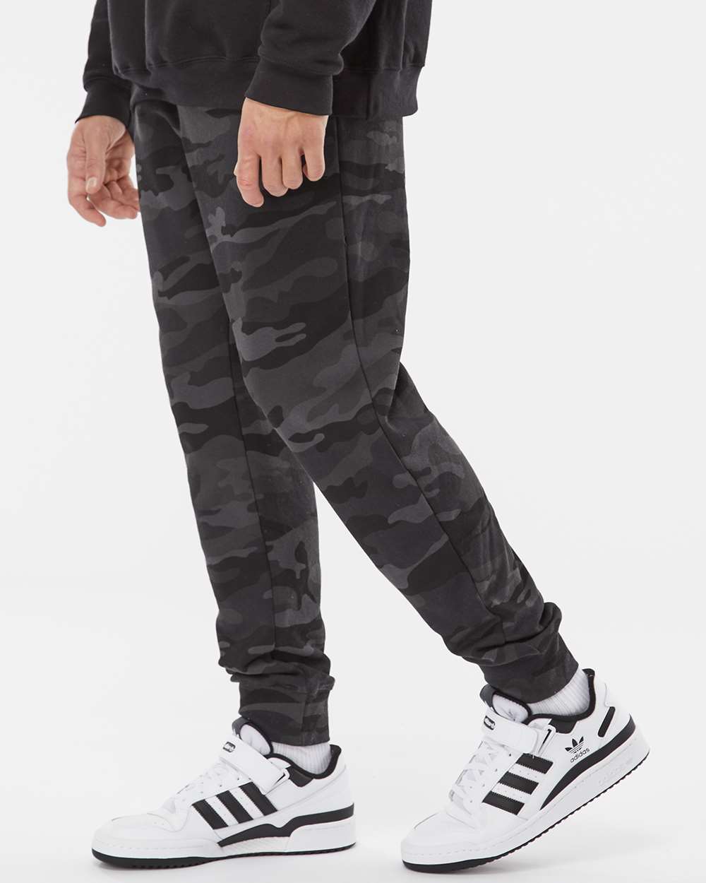 Men's Midweight Fleece Sweatpants - OnModelSide - B01776512 - Black Camo