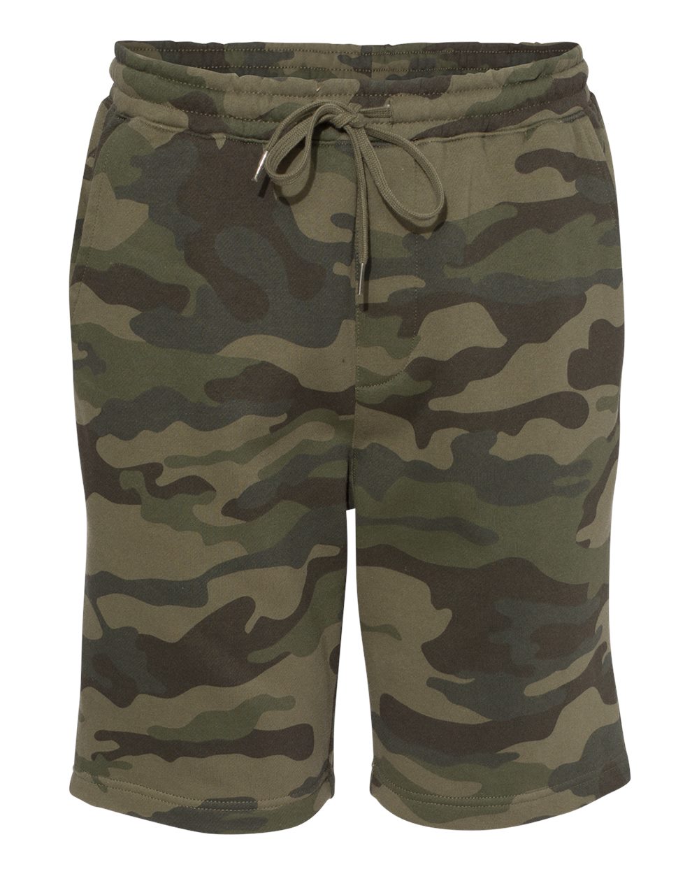 Men's Midweight Fleece Shorts - Front - B01676622 - Forest Camo