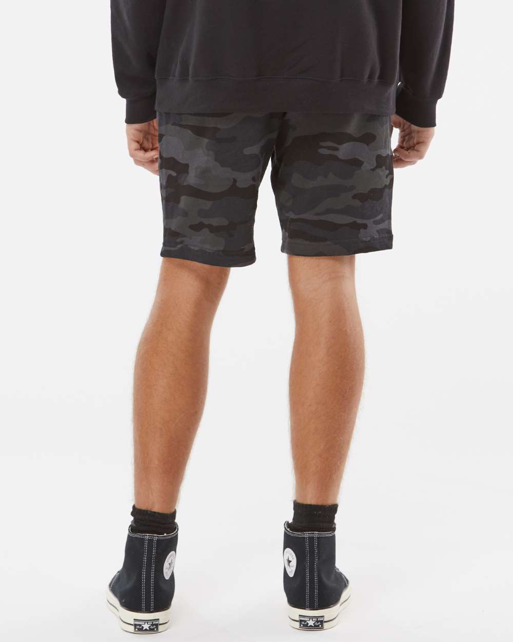 Men's Midweight Fleece Shorts - OnModelBack - B01676512 - Black Camo