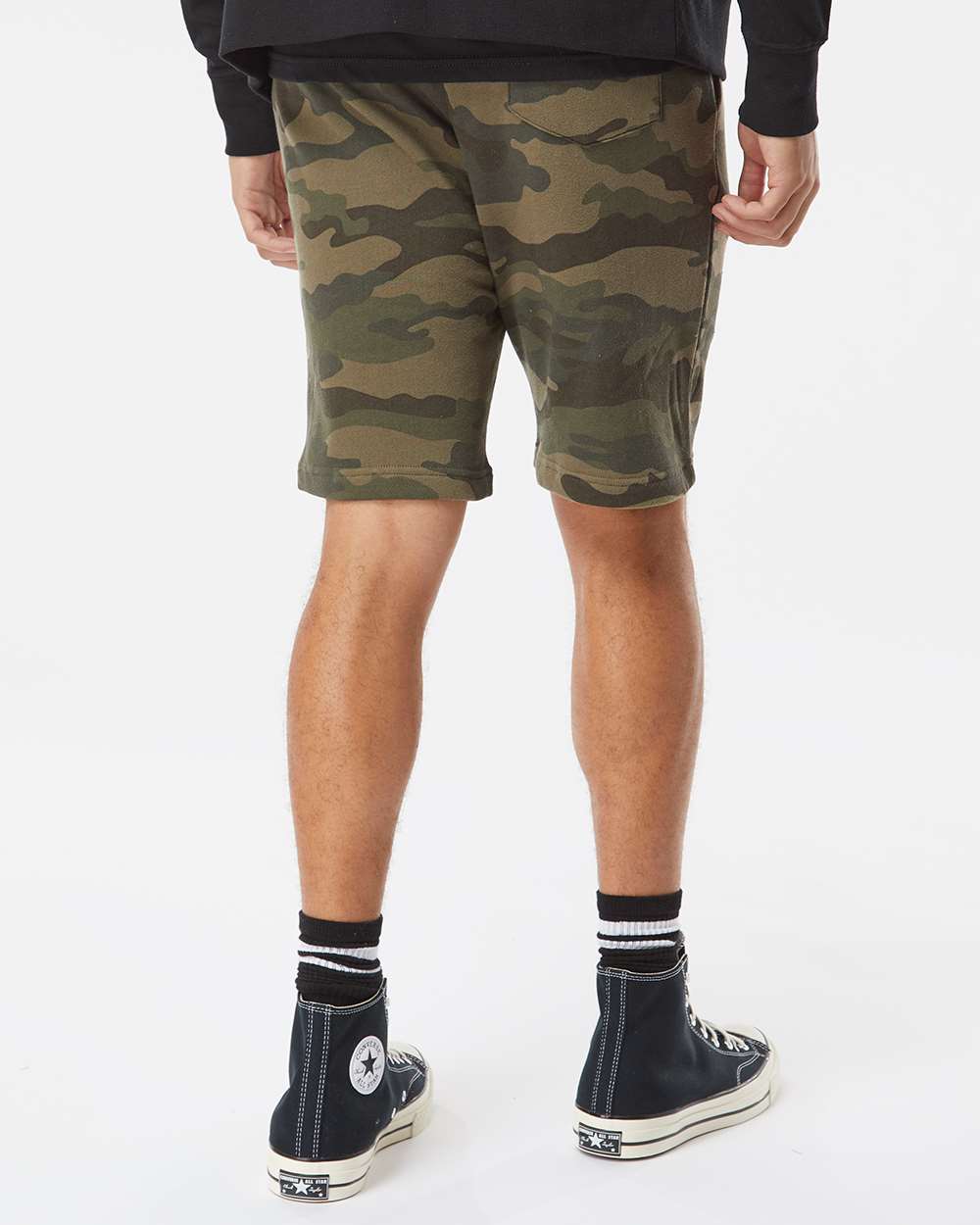 Men's Midweight Fleece Shorts - OnModelBack - B01676622 - Forest Camo