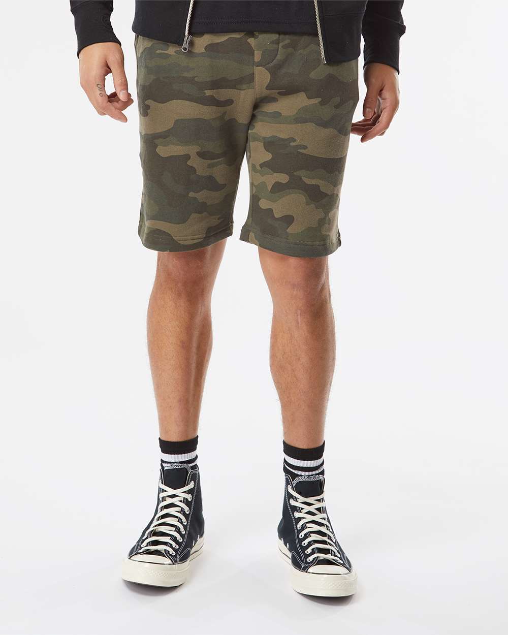 Men's Midweight Fleece Shorts - OnModelFront - B01676622 - Forest Camo
