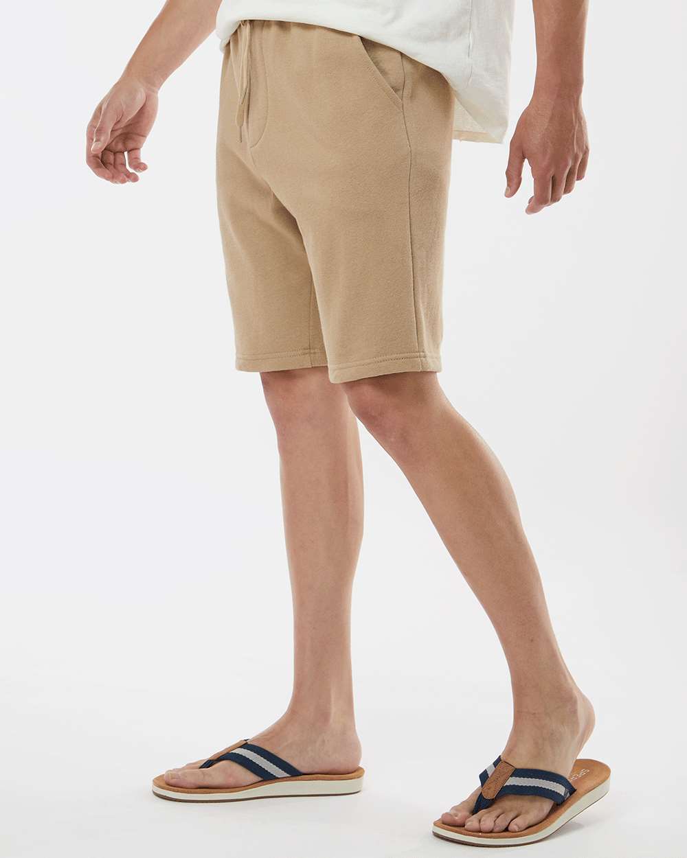 Men's Midweight Fleece Shorts - OnModelSide - B01676232 - Sandstone