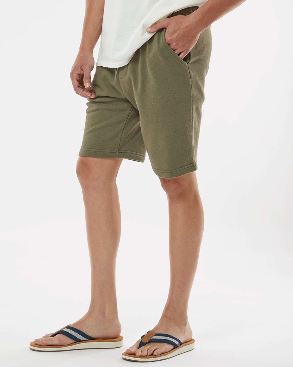 Men's Midweight Fleece Shorts - OnModelSide - B01676542 - Army