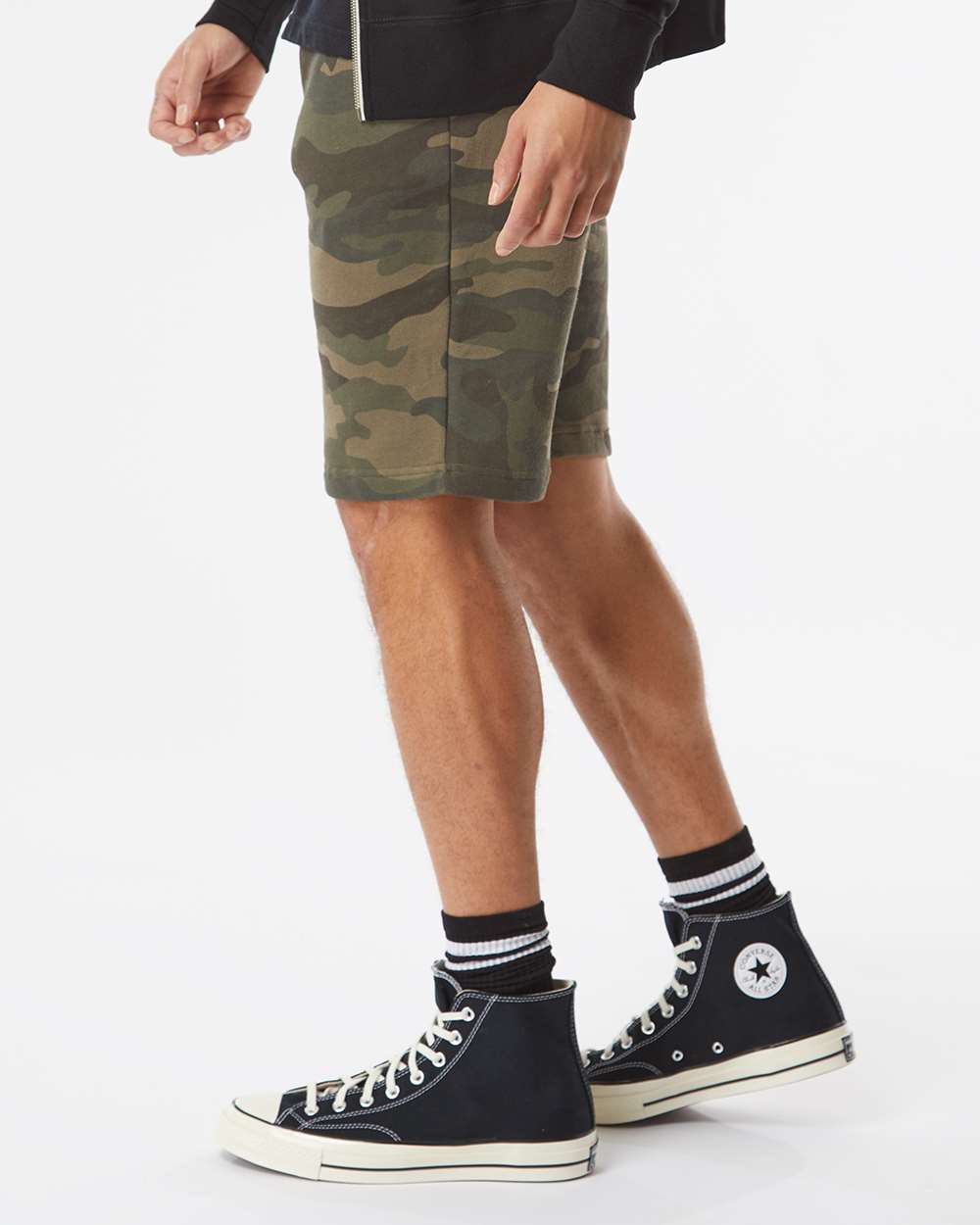 Men's Midweight Fleece Shorts - OnModelSide - B01676622 - Forest Camo