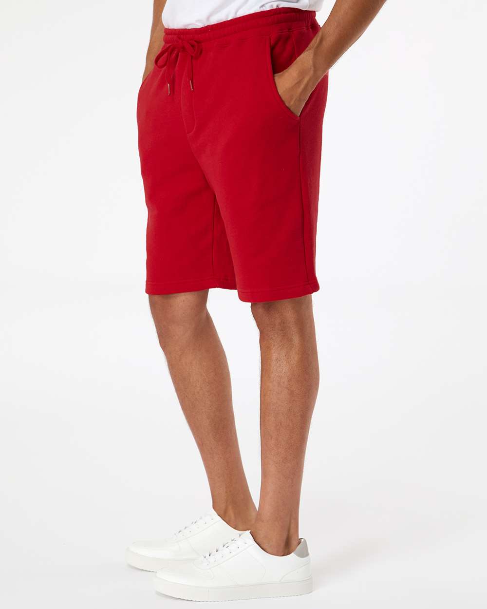 Men's Midweight Fleece Shorts - OnModelSide - B01676702 - Red