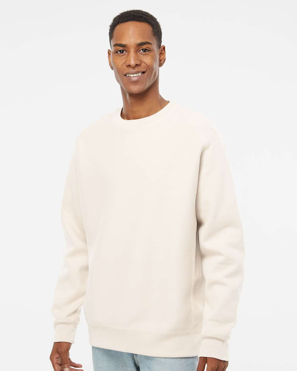 Unisex Legend Premium Heavyweight Cross-Grain Crewneck Sweatshirt - OnModelFront - B02776242 - Bone