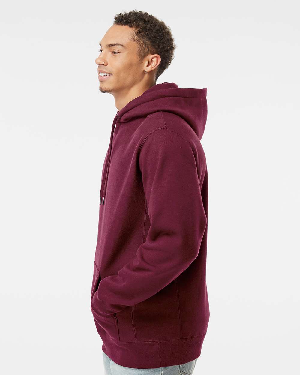 Unisex Legend Premium Heavyweight Cross-Grain Hooded Sweatshirt - OnModelSide - B02876532 - Maroon
