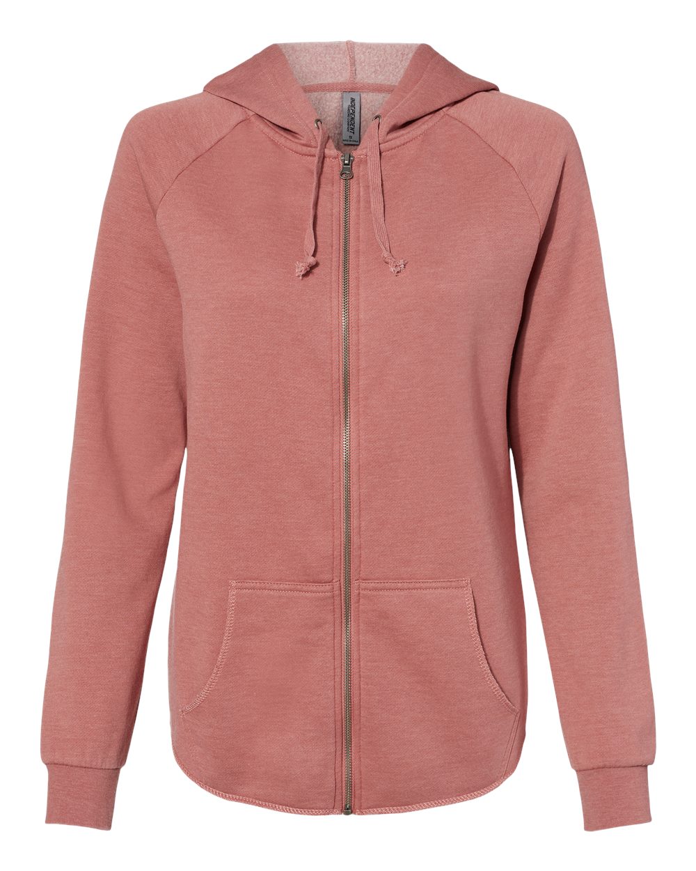 Women's California Wave Wash Full-Zip Hooded Sweatshirt - Front - B03076102 - Dusty Rose