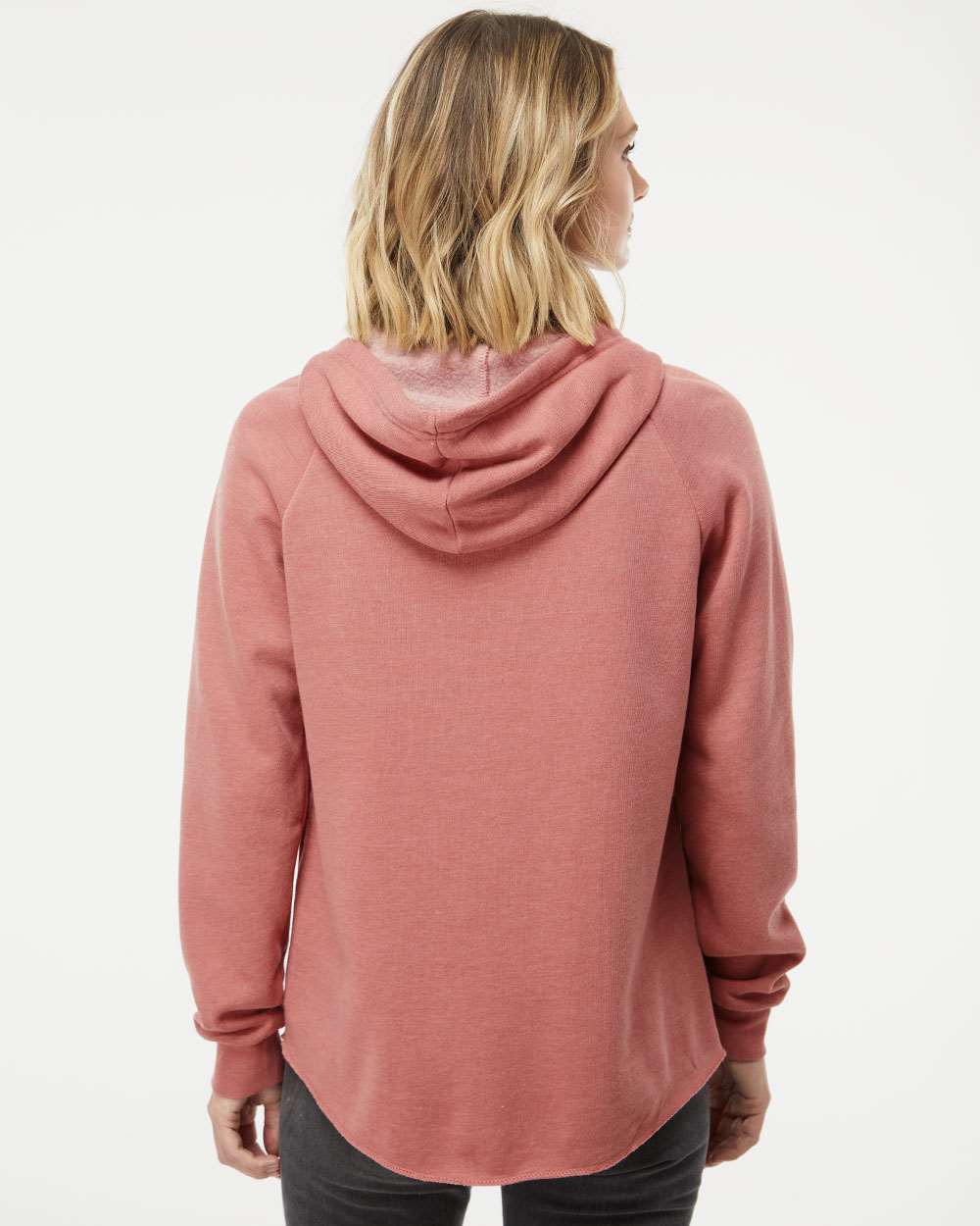 Women's California Wave Wash Full-Zip Hooded Sweatshirt - OnModelBack - B03076102 - Dusty Rose
