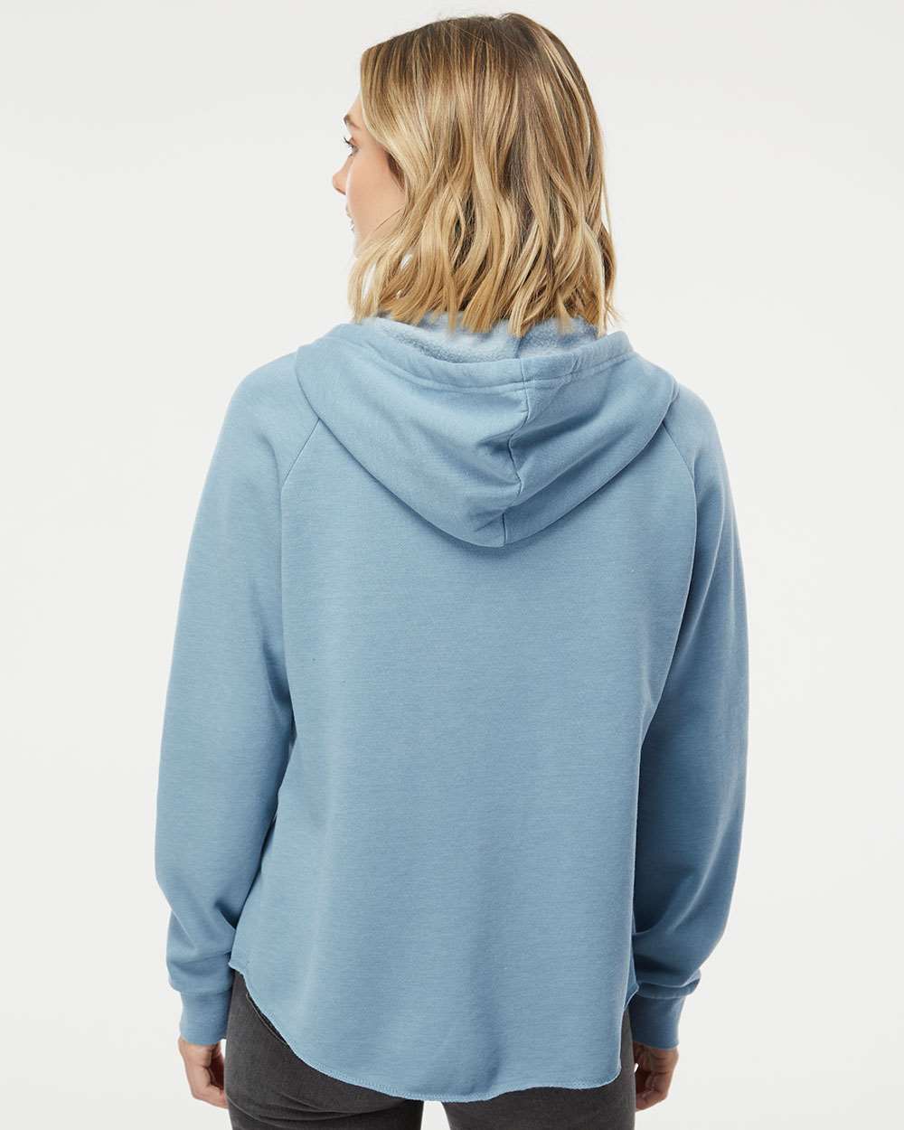 Women's California Wave Wash Full-Zip Hooded Sweatshirt - OnModelBack - B03076252 - Misty Blue