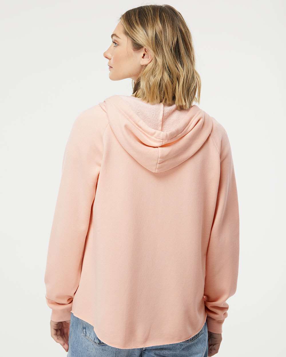 Women's California Wave Wash Full-Zip Hooded Sweatshirt - OnModelBack - B03076302 - Blush