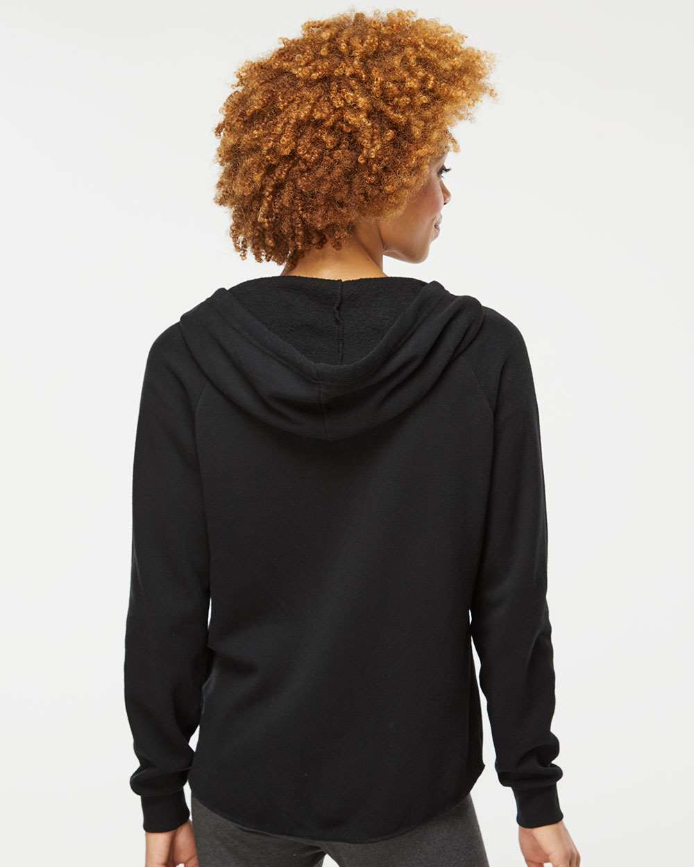 Women's California Wave Wash Full-Zip Hooded Sweatshirt - OnModelBack - B03076502 - Black