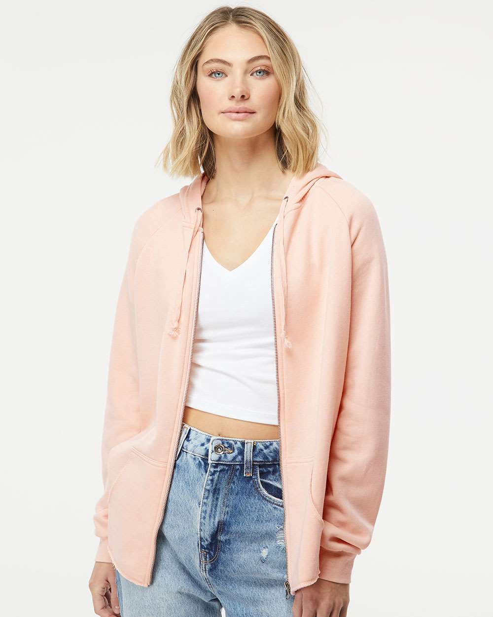 Women's California Wave Wash Full-Zip Hooded Sweatshirt - OnModelFront - B03076302 - Blush