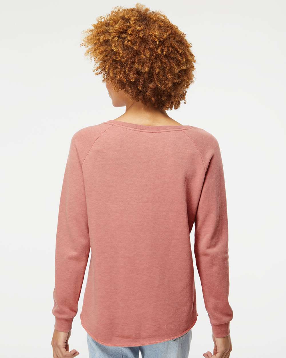 Women's California Wave Wash Crewneck Sweatshirt - OnModelBack - B06976102 - Dusty Rose