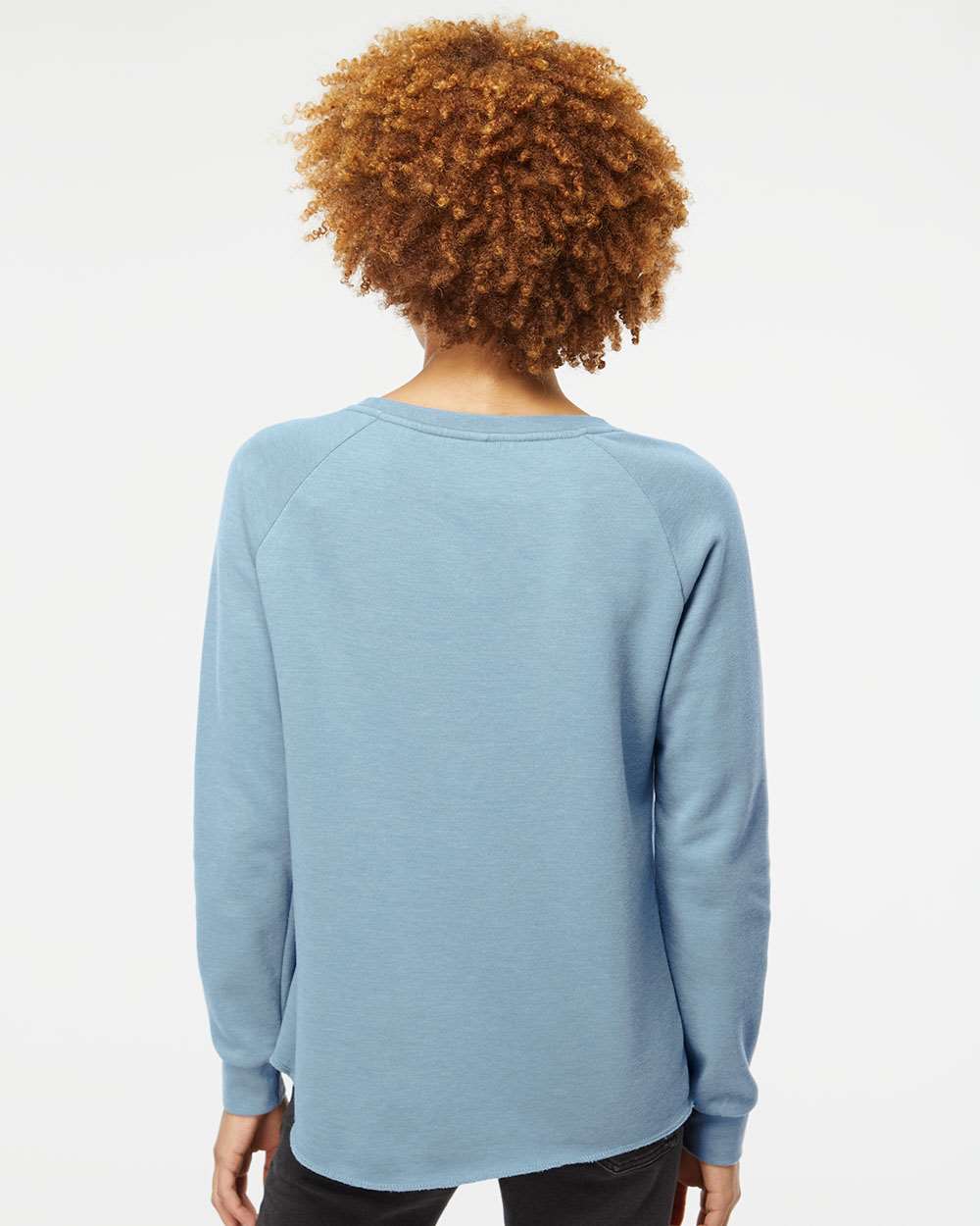 Women's California Wave Wash Crewneck Sweatshirt - OnModelBack - B06976252 - Misty Blue