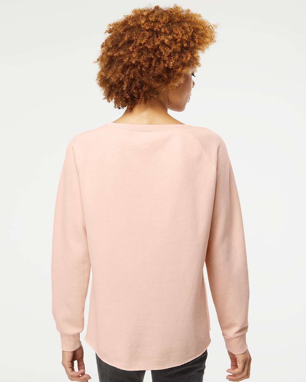 Women's California Wave Wash Crewneck Sweatshirt - OnModelBack - B06976302 - Blush