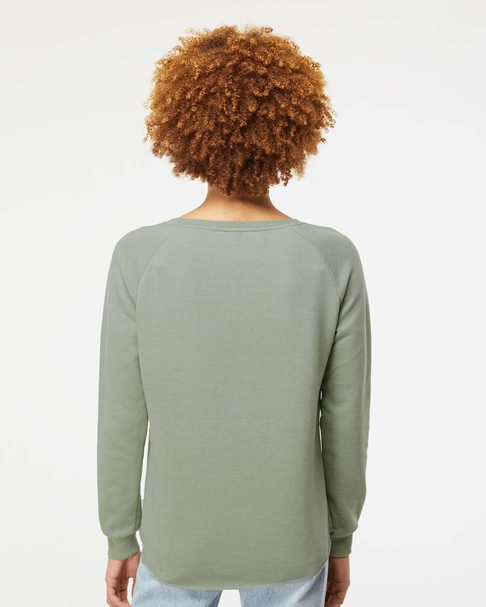 Women's California Wave Wash Crewneck Sweatshirt - OnModelBack - B06976542 - Sage