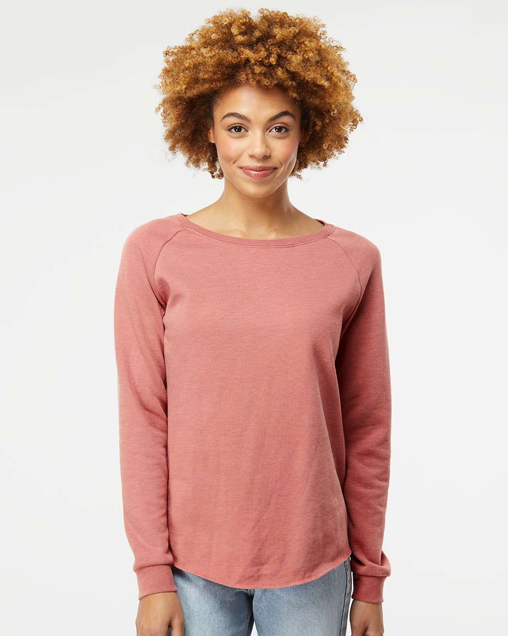 Women's California Wave Wash Crewneck Sweatshirt - OnModelFront - B06976102 - Dusty Rose