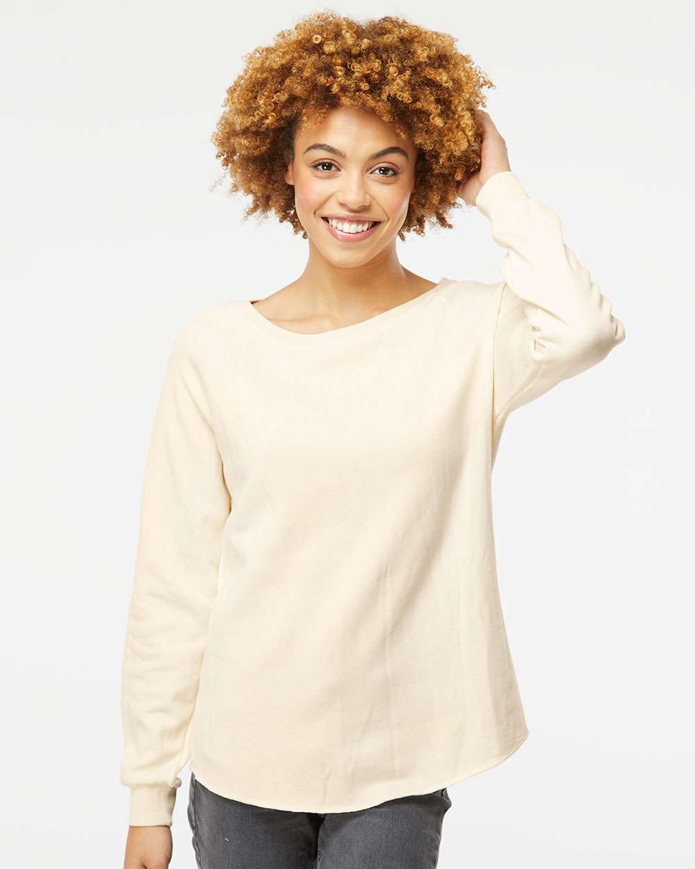 Women's California Wave Wash Crewneck Sweatshirt - OnModelFront - B06976242 - Bone