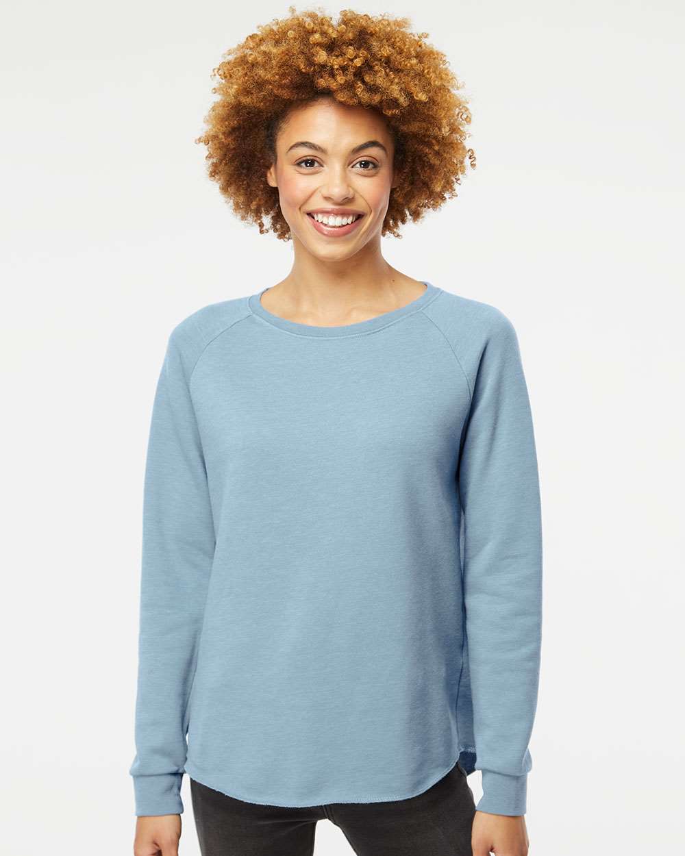 Women's California Wave Wash Crewneck Sweatshirt - OnModelFront - B06976252 - Misty Blue