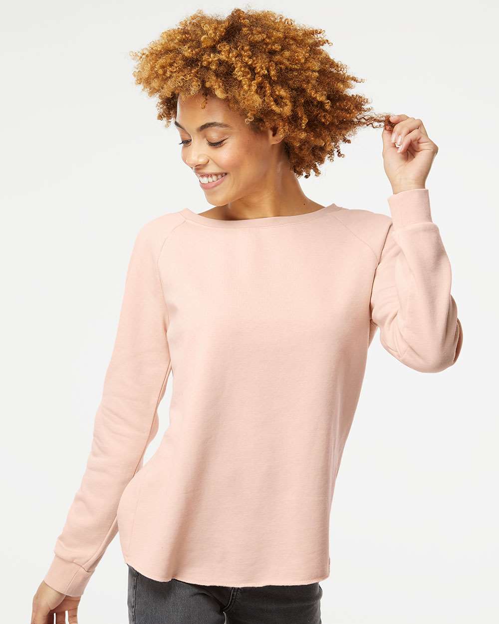 Women's California Wave Wash Crewneck Sweatshirt - OnModelFront - B06976302 - Blush