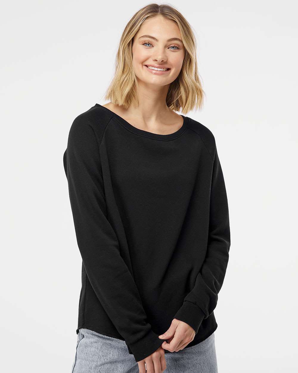 Women's California Wave Wash Crewneck Sweatshirt - OnModelFront - B06976502 - Black