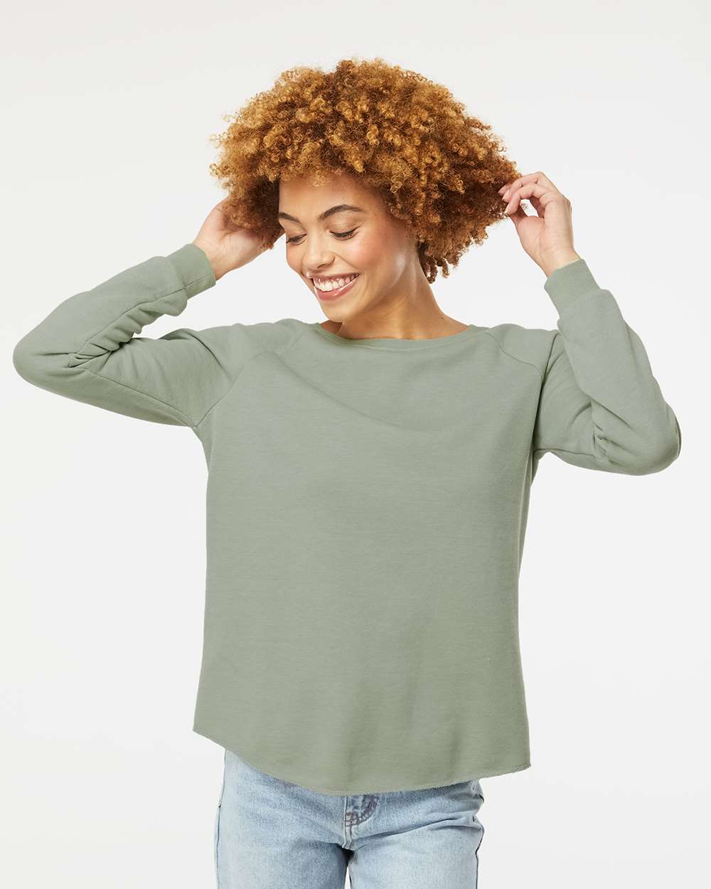 Women's California Wave Wash Crewneck Sweatshirt - OnModelFront - B06976542 - Sage