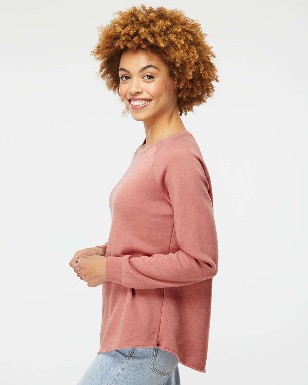 Women's California Wave Wash Crewneck Sweatshirt - OnModelSide - B06976102 - Dusty Rose