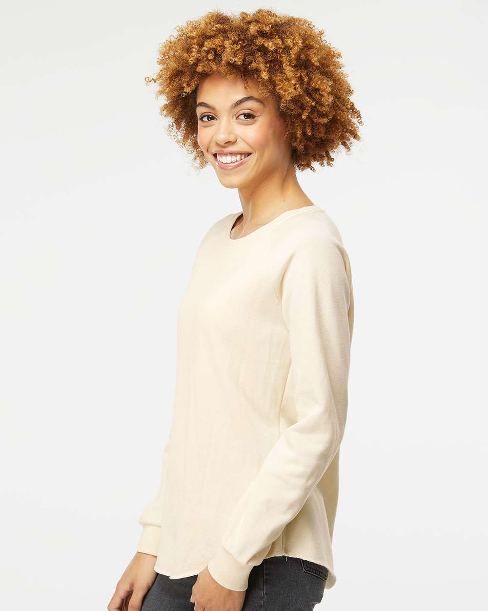 Women's California Wave Wash Crewneck Sweatshirt - OnModelSide - B06976242 - Bone