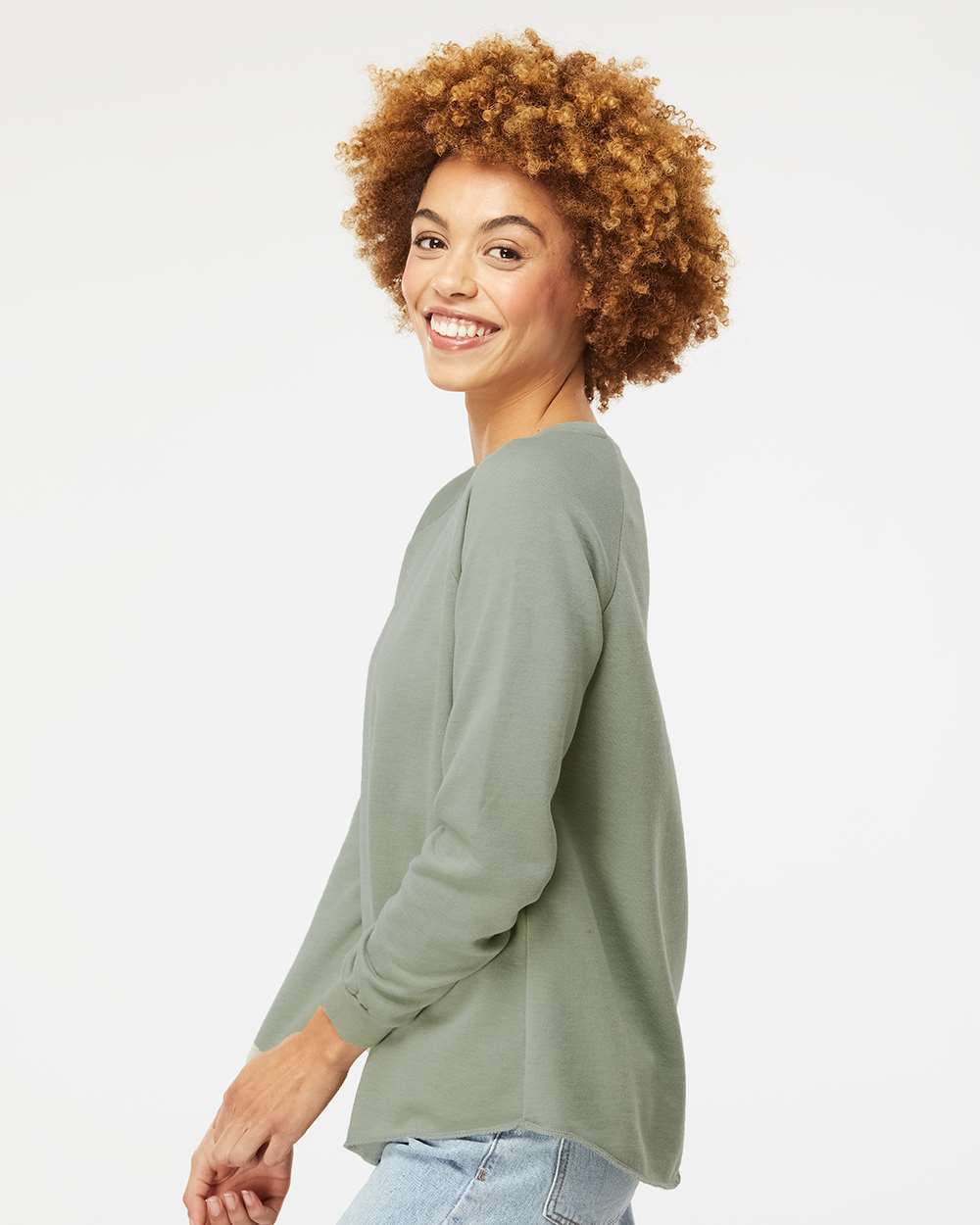 Women's California Wave Wash Crewneck Sweatshirt - OnModelSide - B06976542 - Sage