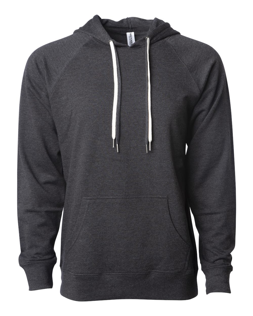 Unisex Icon Lightweight Loopback Terry Hooded Sweatshirt - Front - B11376092 - Charcoal Heather
