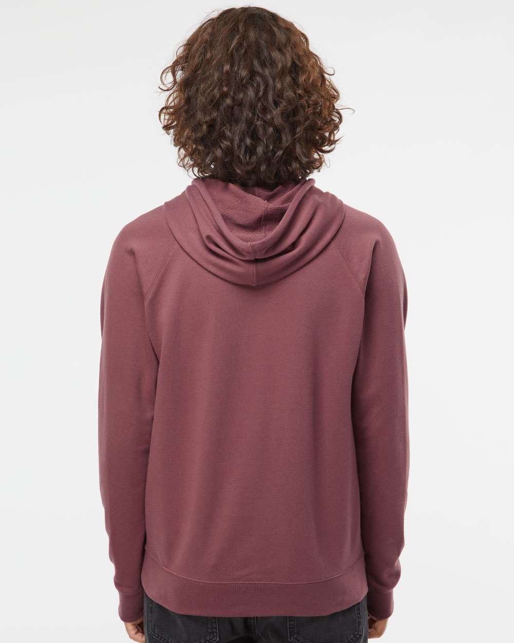 Unisex Icon Lightweight Loopback Terry Hooded Sweatshirt - OnModelBack - B11376102 - Port