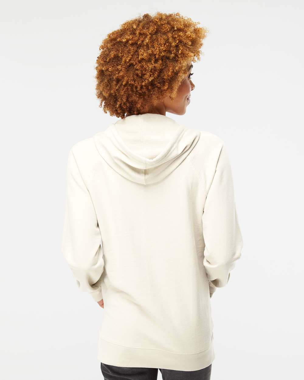 Unisex Icon Lightweight Loopback Terry Hooded Sweatshirt - OnModelBack - B11376242 - Bone