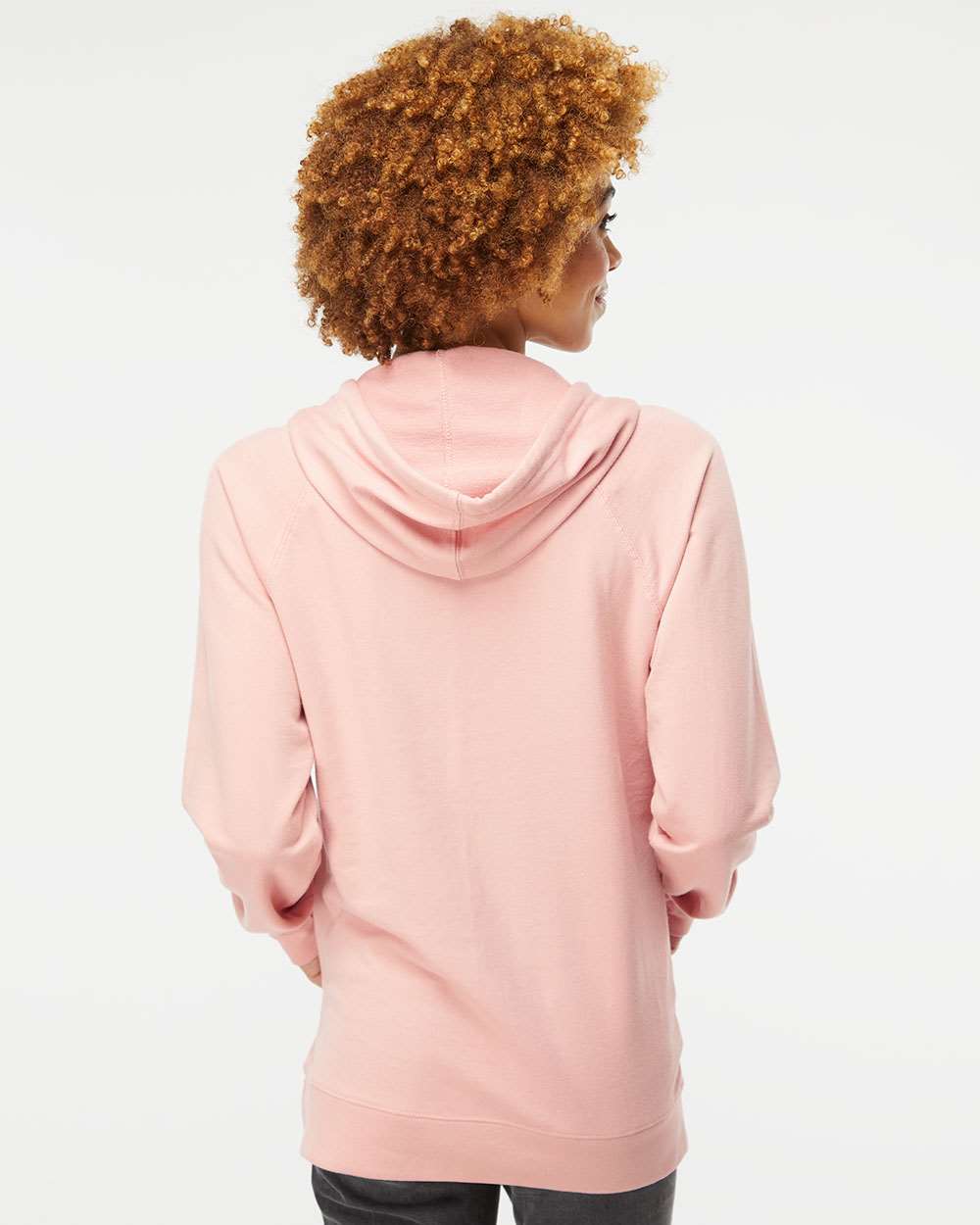 Unisex Icon Lightweight Loopback Terry Hooded Sweatshirt - OnModelBack - B11376302 - Rose