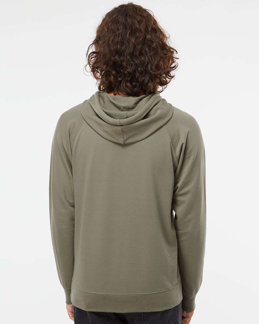 Unisex Icon Lightweight Loopback Terry Hooded Sweatshirt - OnModelBack - B11376642 - Olive