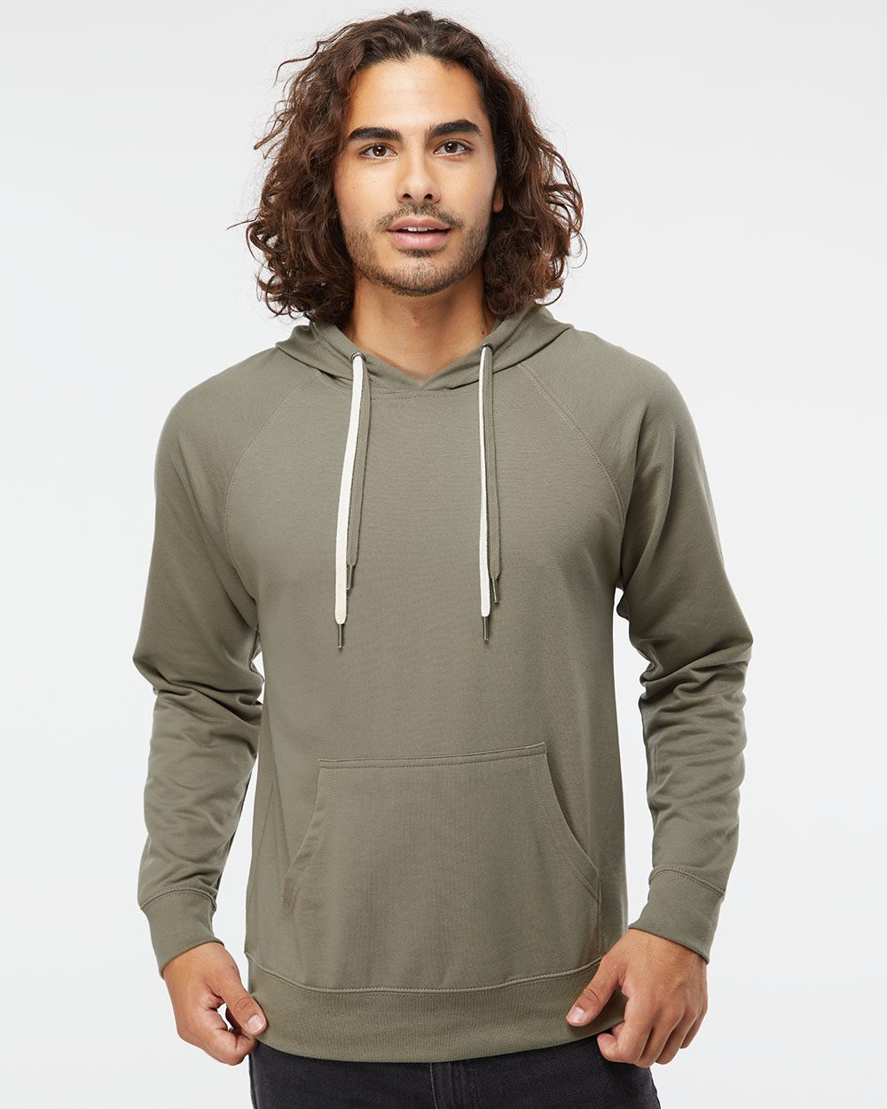 Unisex Icon Lightweight Loopback Terry Hooded Sweatshirt - styleImage
