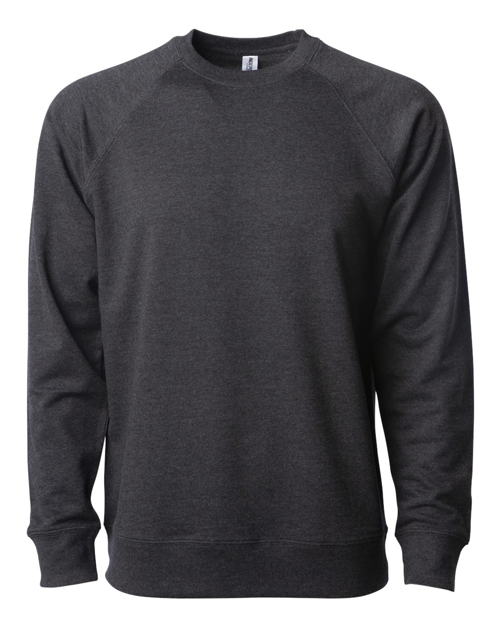 Unisex Icon Lightweight Loopback Terry Crewneck Sweatshirt - Front - B11576092 - Charcoal Heather