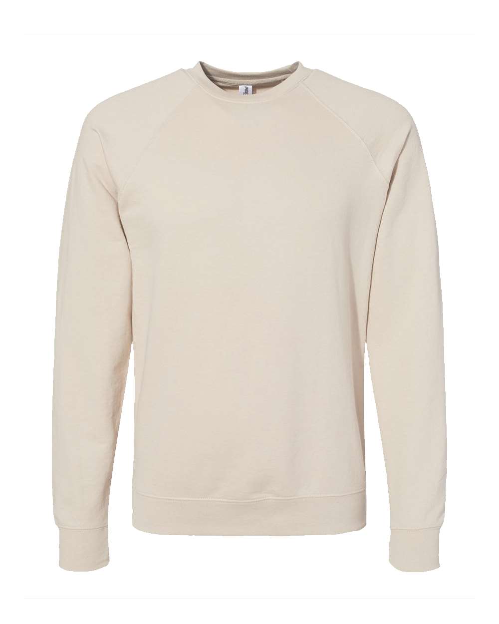 Unisex Icon Lightweight Loopback Terry Crewneck Sweatshirt - Front - B11576112 - Sand