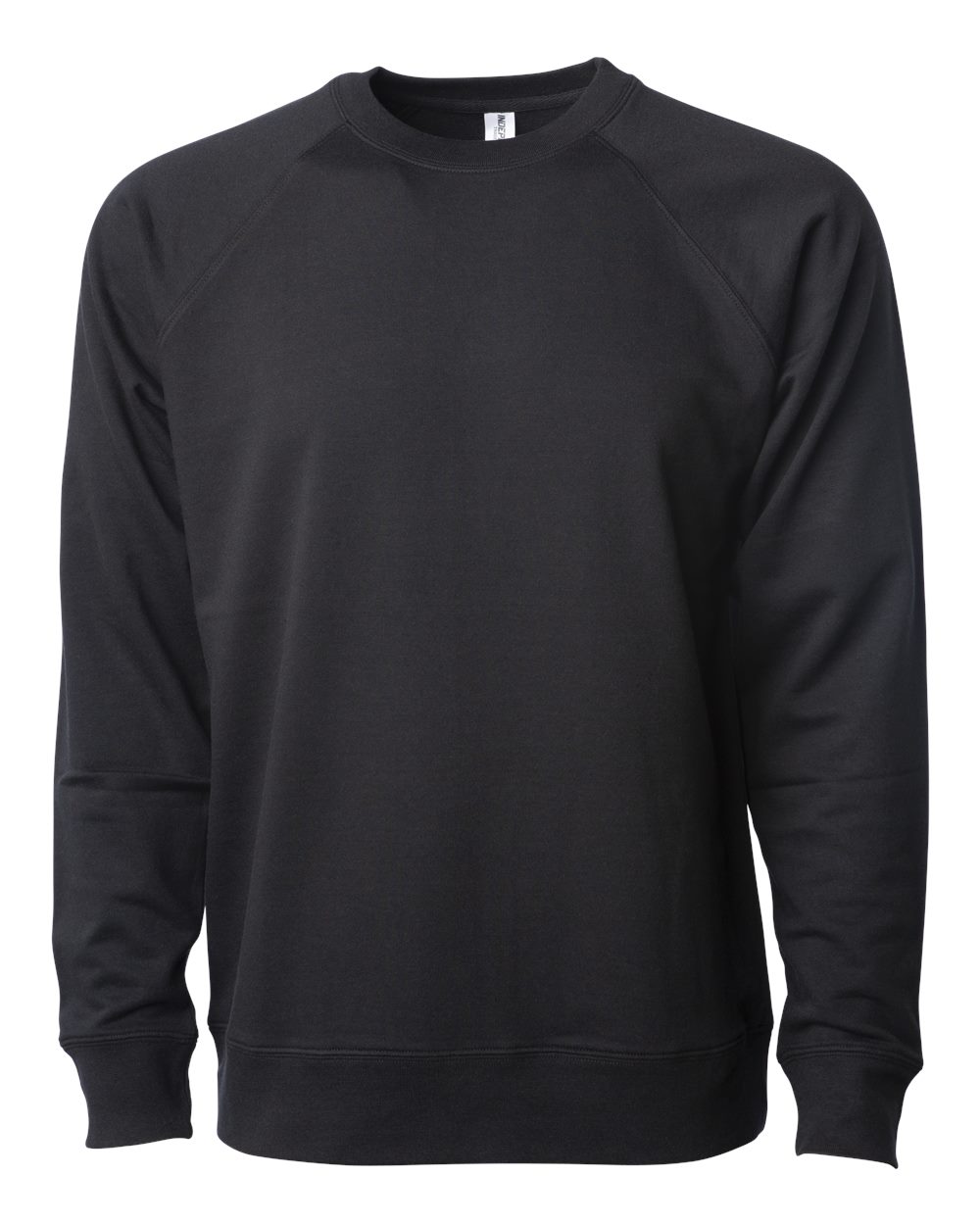 Unisex Icon Lightweight Loopback Terry Crewneck Sweatshirt - Front - B11576502 - Black