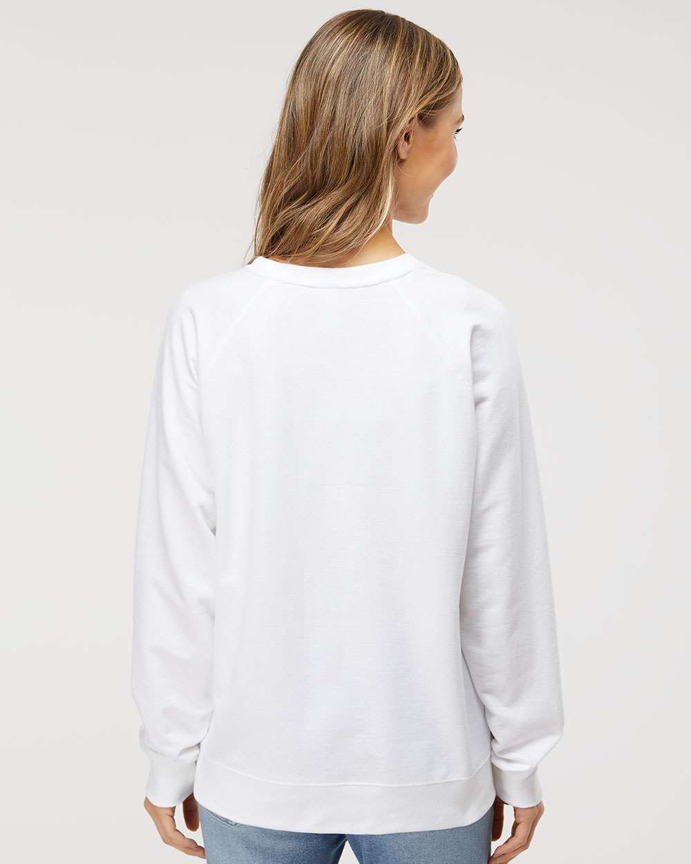 Unisex Icon Lightweight Loopback Terry Crewneck Sweatshirt - OnModelBack - B11576002 - White