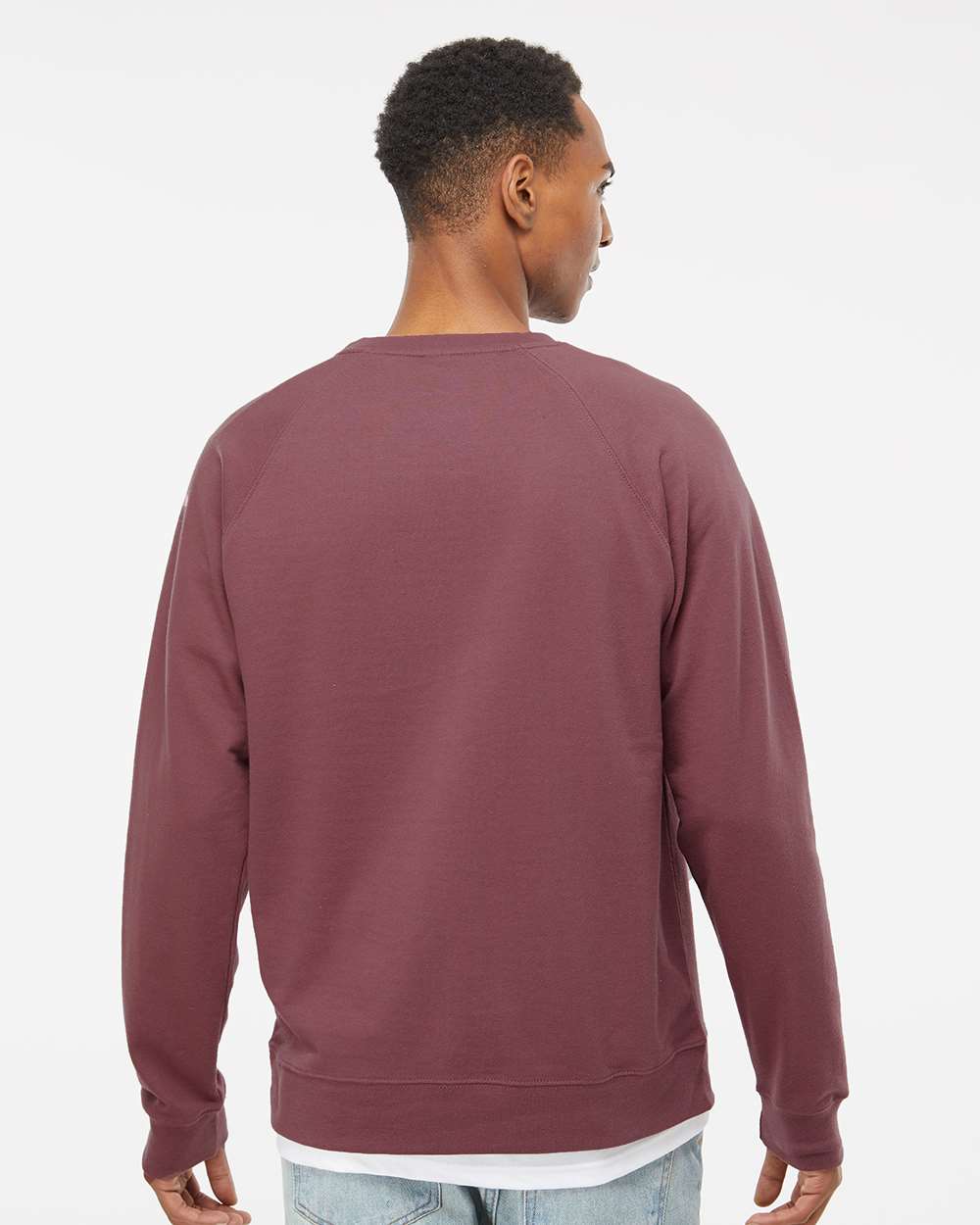 Unisex Icon Lightweight Loopback Terry Crewneck Sweatshirt - OnModelBack - B11576102 - Port