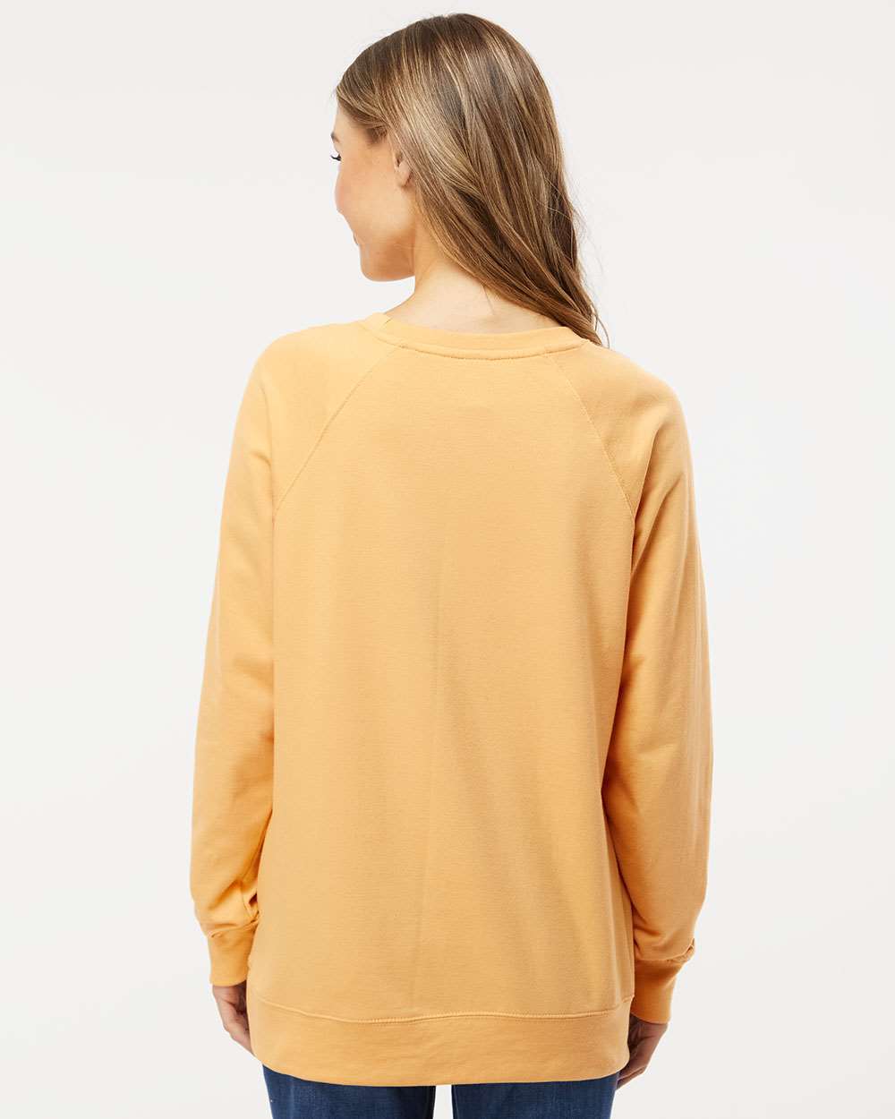 Unisex Icon Lightweight Loopback Terry Crewneck Sweatshirt - OnModelBack - B11576122 - Harvest Gold