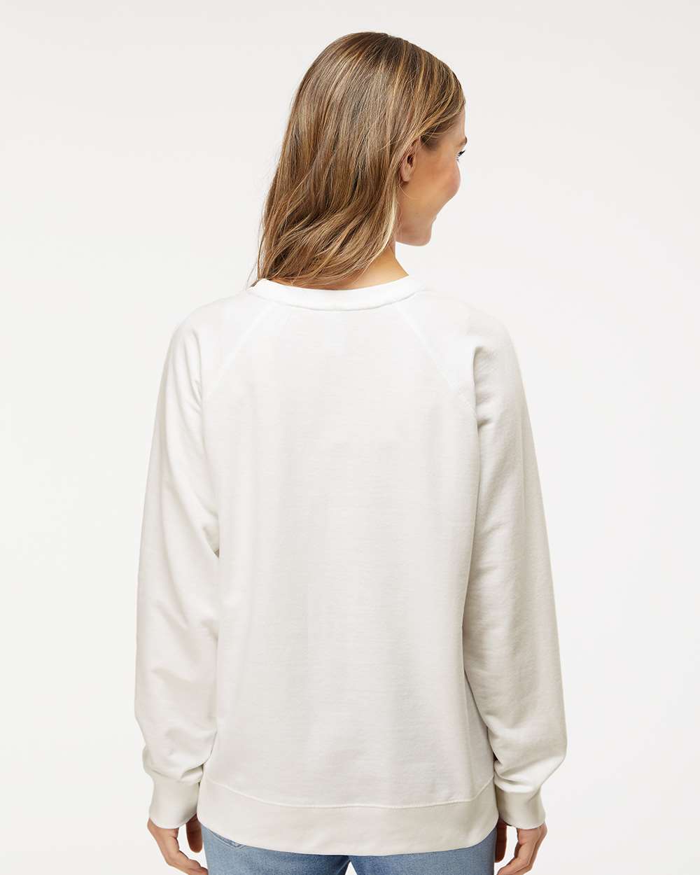 Unisex Icon Lightweight Loopback Terry Crewneck Sweatshirt - OnModelBack - B11576242 - Bone