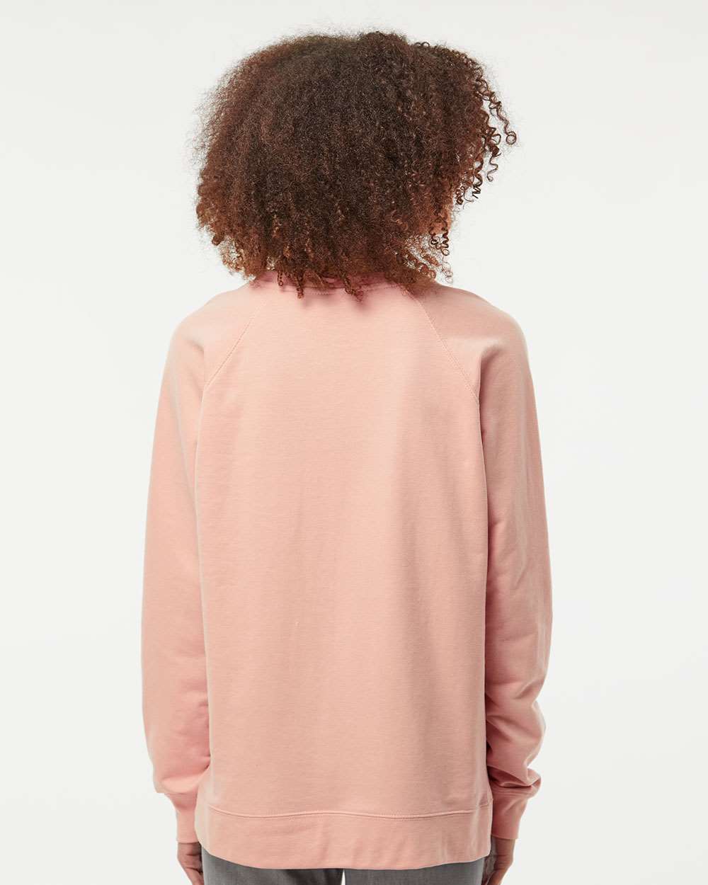 Unisex Icon Lightweight Loopback Terry Crewneck Sweatshirt - OnModelBack - B11576302 - Rose