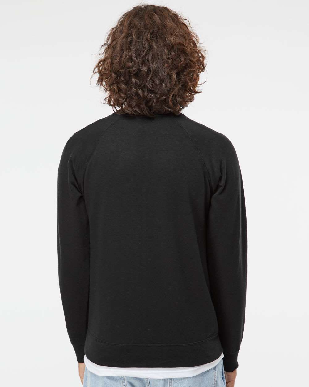 Unisex Icon Lightweight Loopback Terry Crewneck Sweatshirt - OnModelBack - B11576502 - Black