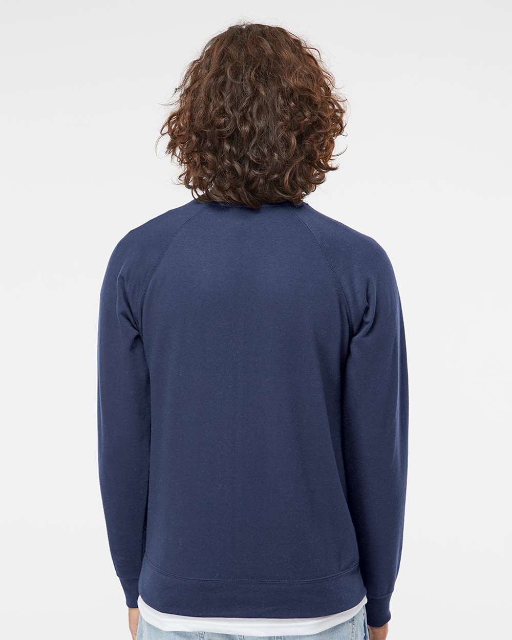 Unisex Icon Lightweight Loopback Terry Crewneck Sweatshirt - OnModelBack - B11576652 - Indigo
