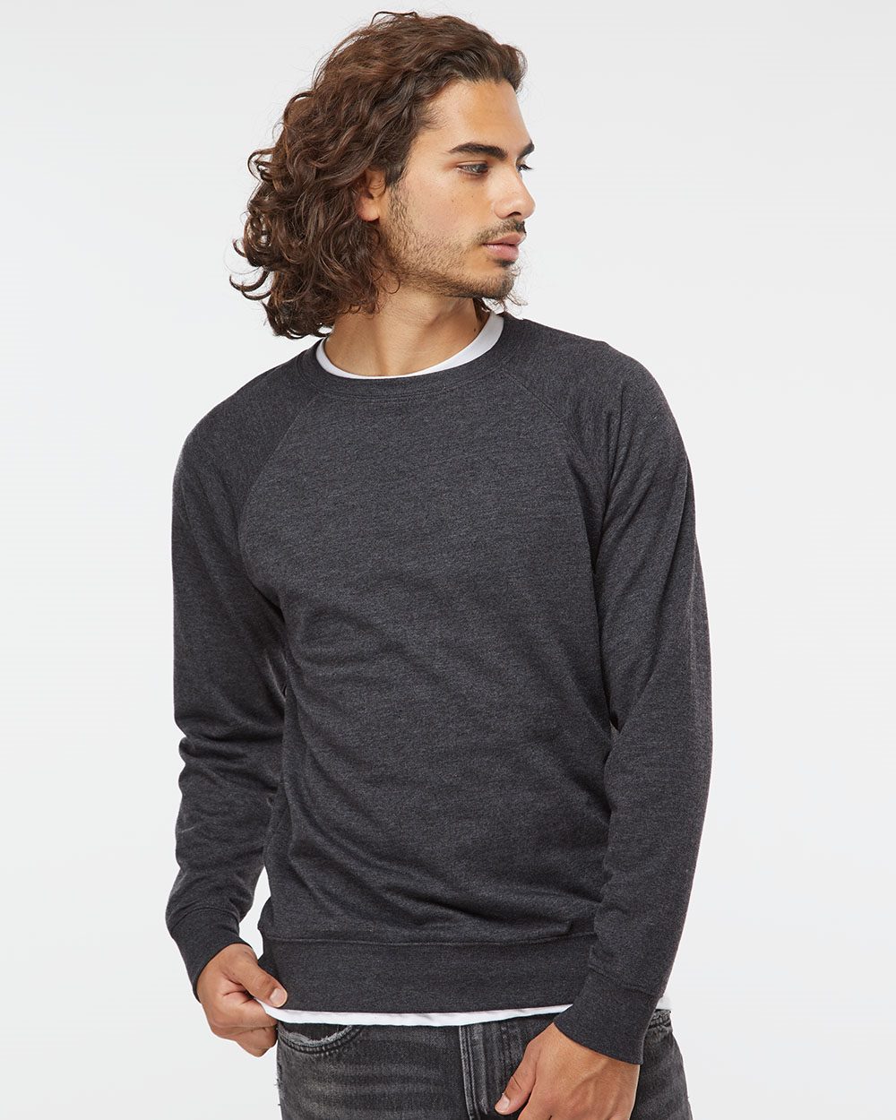 Unisex Icon Lightweight Loopback Terry Crewneck Sweatshirt - styleImage