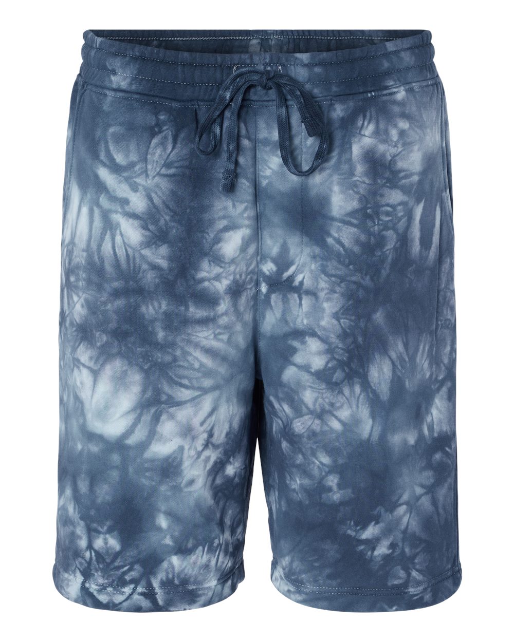 Unisex Tie-Dyed Fleece Shorts - Front - B02376652 - Tie Dye Navy