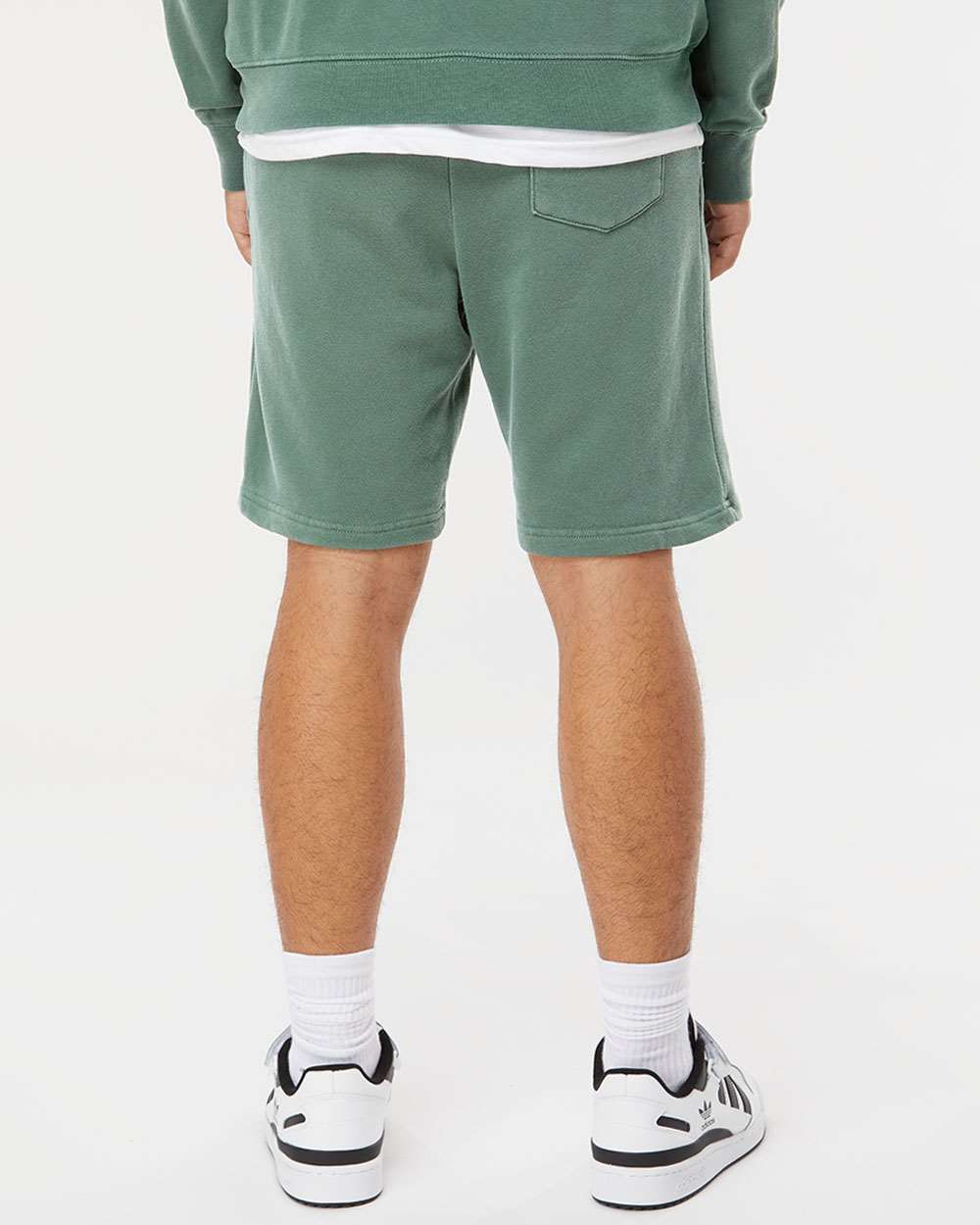 Unisex Pigment-Dyed Fleece Shorts - OnModelBack - B02676232 - Pigment Alpine Green